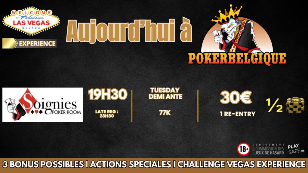 Ce mardi 26/12 à Poker Belgique