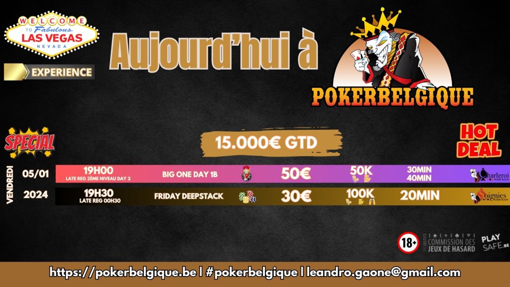 Ce vendredi 05/01 à Poker Belgique