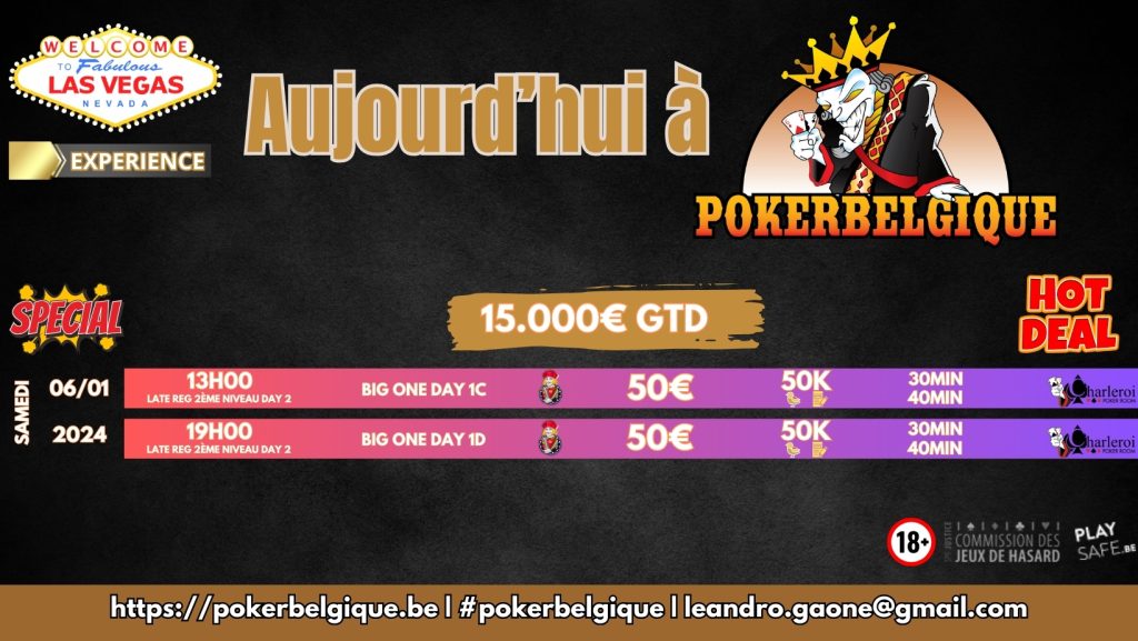 Ce samedi 06/01 à Poker Belgique