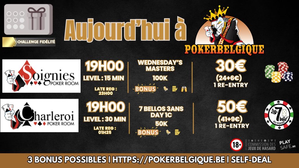 Ce mercredi 20/03 à Poker Belgique